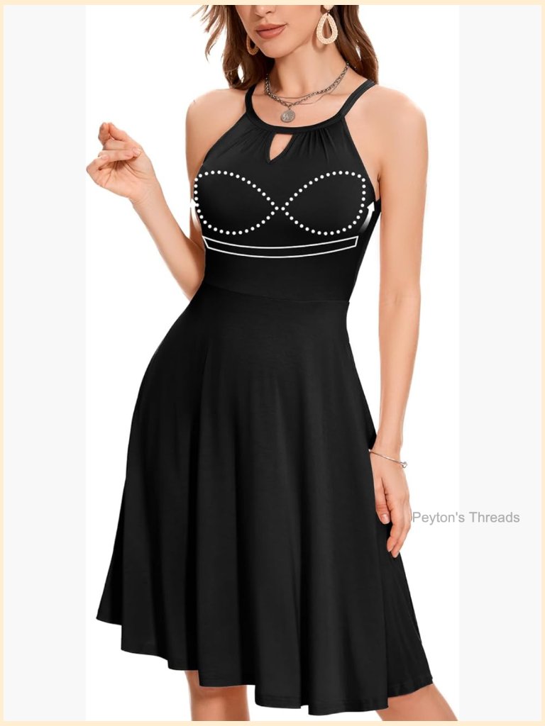 Built In Bra Halter Dress With Pockets Midi Sundress Flowy Beach Vacation